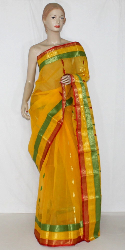 Yellow Handloom Tant Cotton Saree 14192