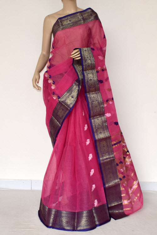 Pink Handwoven Tant Cotton Saree 14195