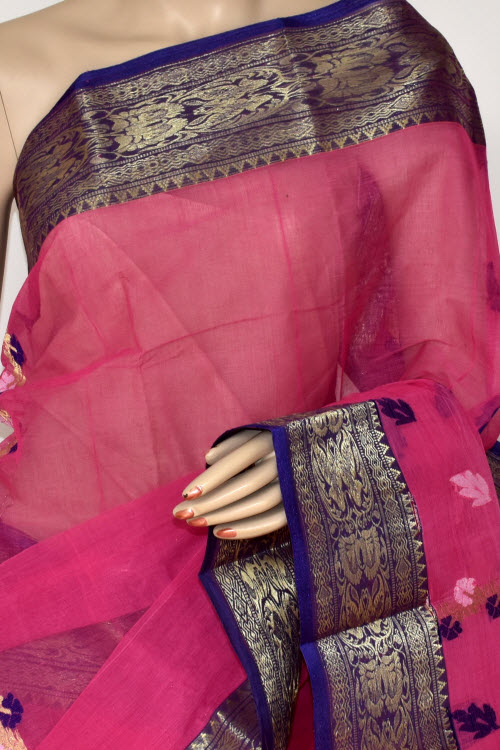 Pink Handwoven Tant Cotton Saree 14195