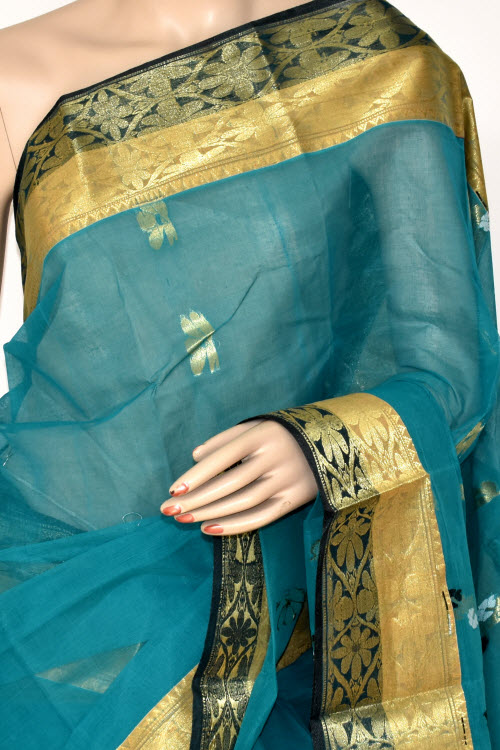 Sea Green Handwoven Tant Cotton Saree 14197