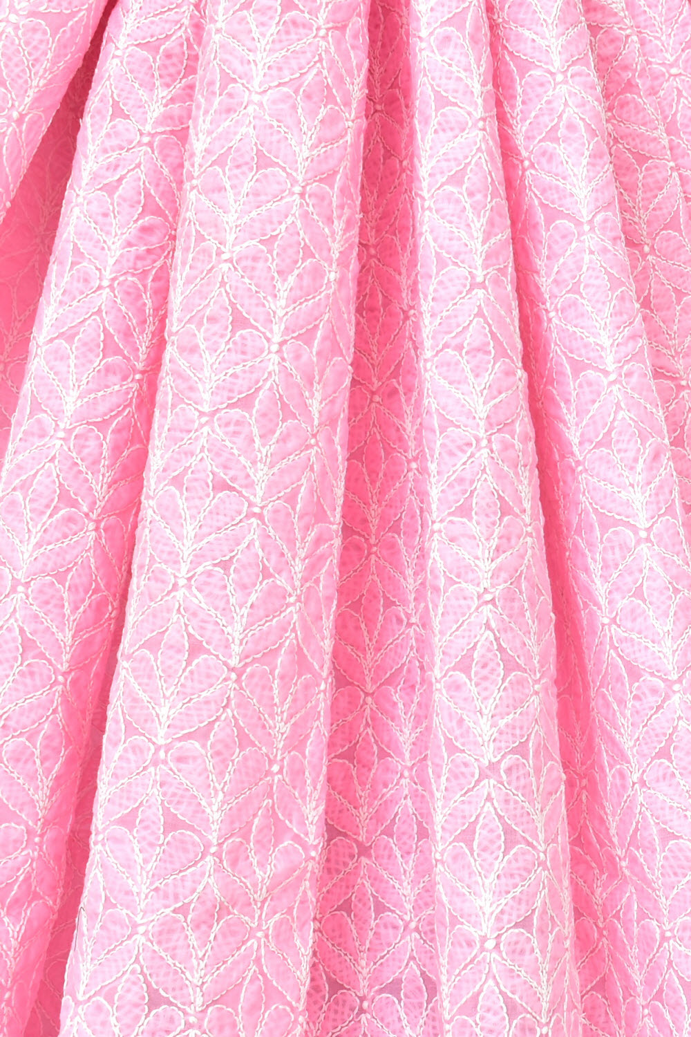 Baby Pink Hand-Embroidered Lucknowi Chikankari Cotton Saree with Blouse