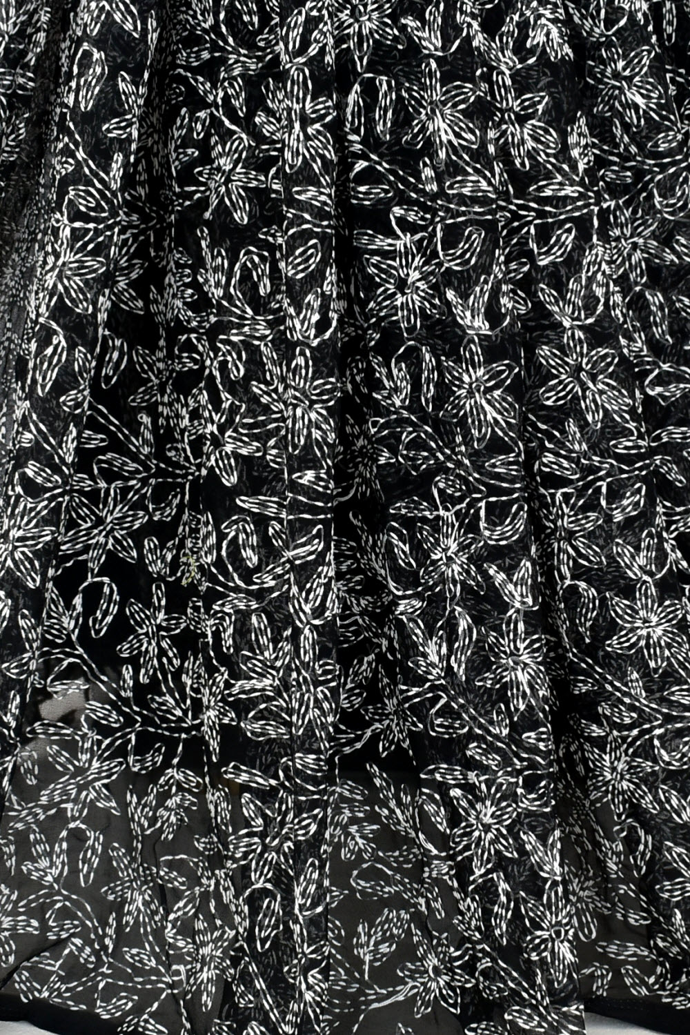 Black Hand-Embroidered Allover Tepchi work Lucknowi Chikankari Georgette Saree with Blouse