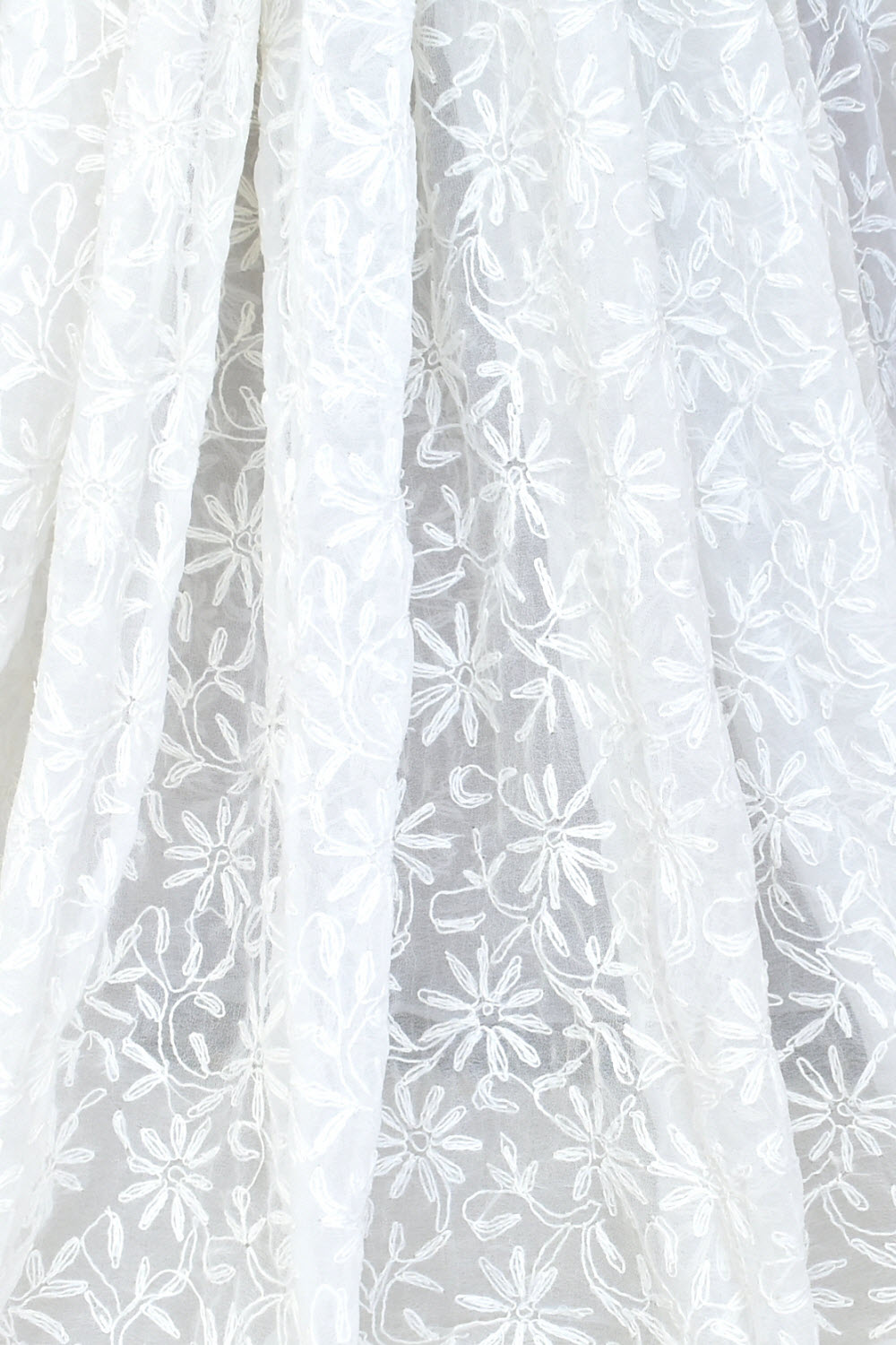 White Hand-Embroidered Allover Tepchi work Lucknowi Chikankari Georgette Saree with Blouse