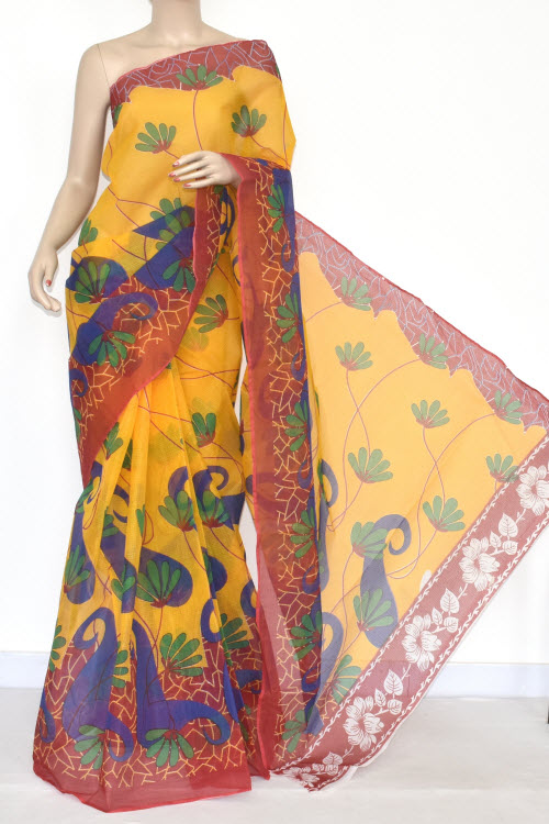 Turmeric Yellow Handloom Kota Doria Cotton Saree 15339