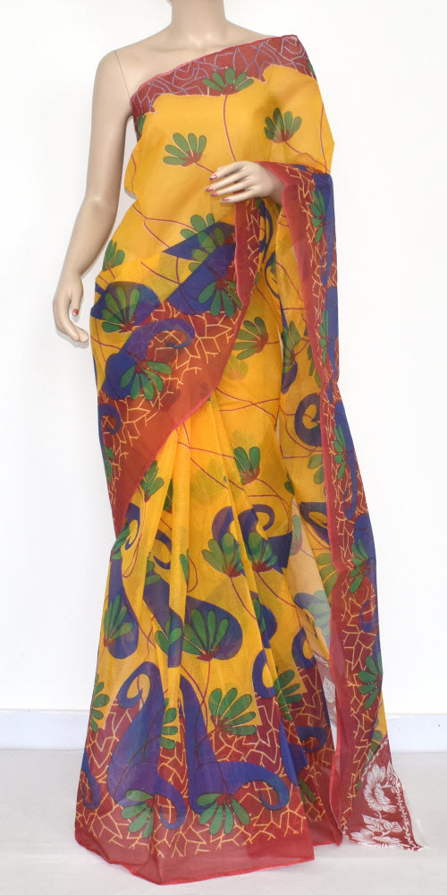 Turmeric Yellow Handloom Kota Doria Cotton Saree 15339
