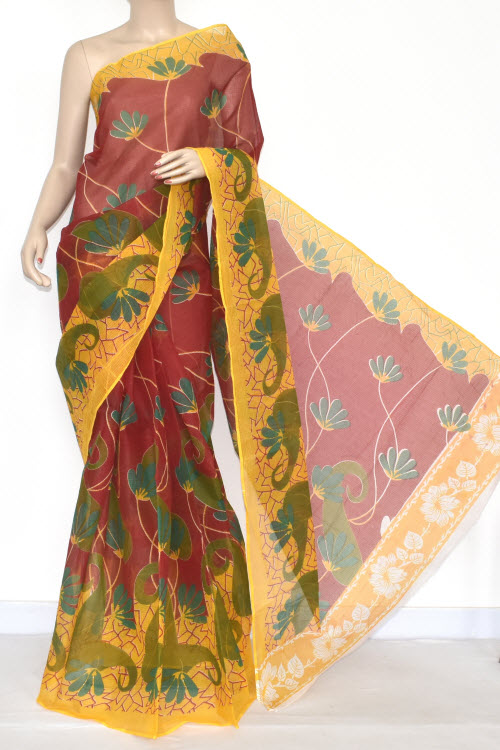 Red-Yellow Handloom Kota Doria Cotton Saree 15340