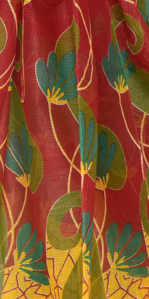 Red-Yellow Handloom Kota Doria Cotton Saree 15340