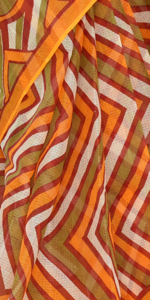 Orange Handloom Kota Doria Cotton Saree 15343