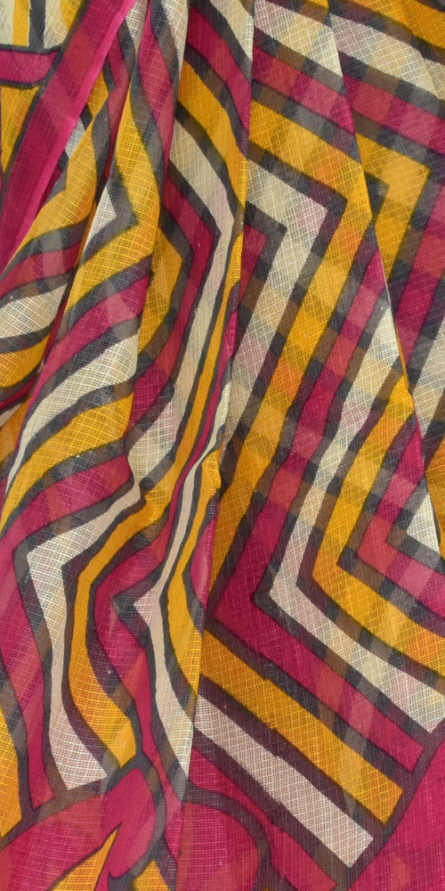 Pink-Yellow Handloom Kota Doria Cotton Saree 15344