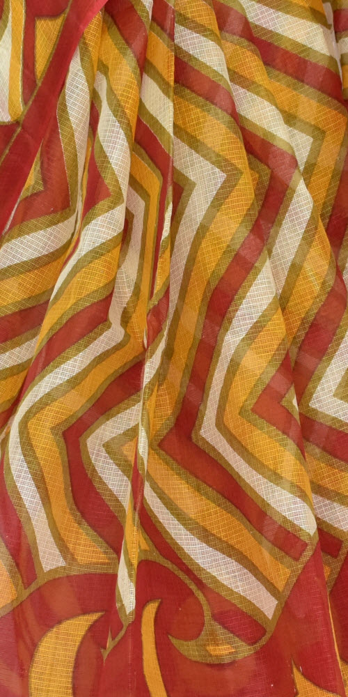 Red-Yellow Handloom Kota Doria Cotton Saree 15345