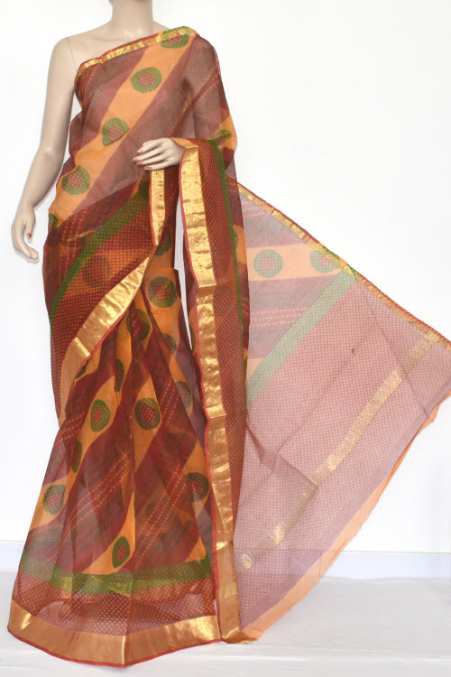 Red-Yellow Handloom Kota Doria Cotton Saree 15351