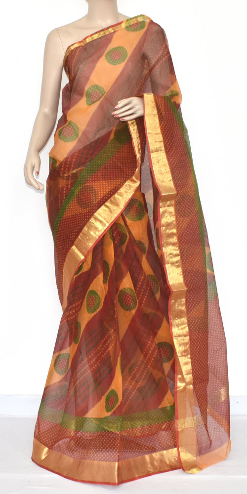 Red-Yellow Handloom Kota Doria Cotton Saree 15351