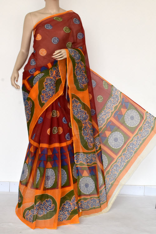 Red-Yellow Handloom Kota Doria Cotton Saree 15398