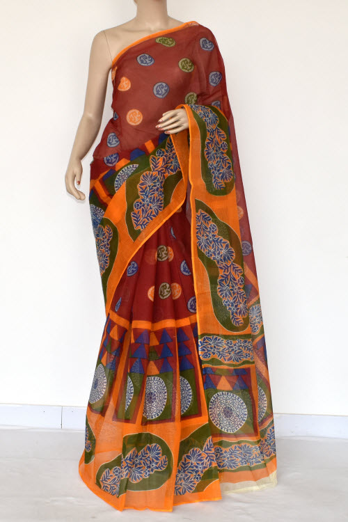 Red-Yellow Handloom Kota Doria Cotton Saree 15398