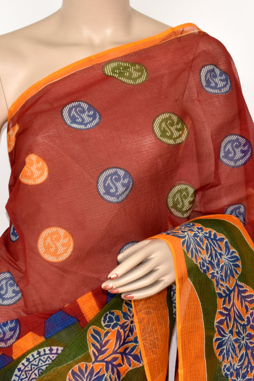 Red-Yellow Handloom Kota Doria Cotton Saree 15398