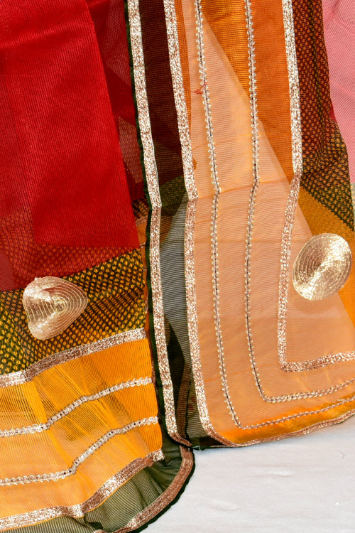 Red-Yellow Handloom Kota Doria Supernet Saree
