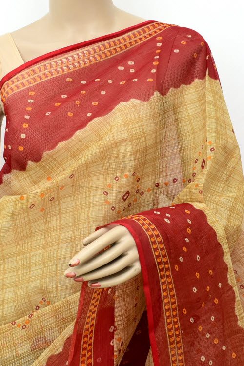 Red-Fawn Handloom Kota Doria Cotton Saree 15535