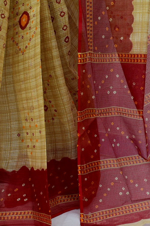 Red-Fawn Handloom Kota Doria Cotton Saree 15535