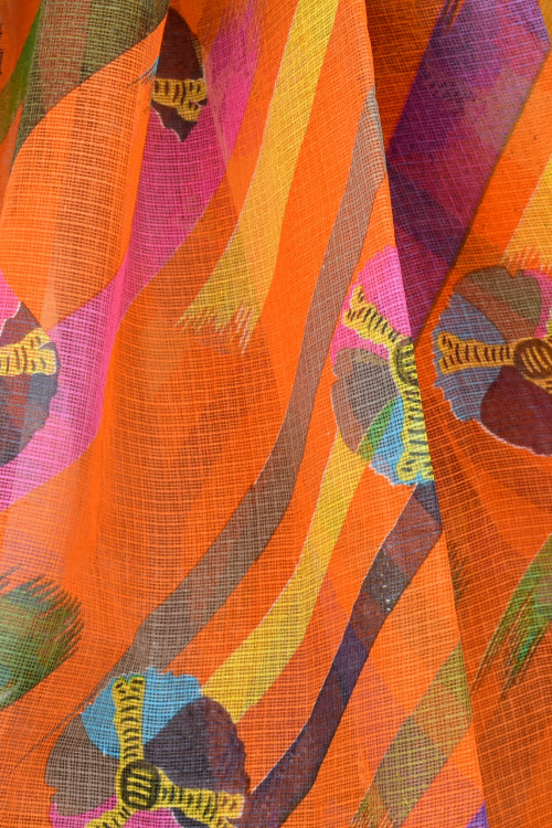 Orange Handloom Kota Doria Cotton Saree 15546