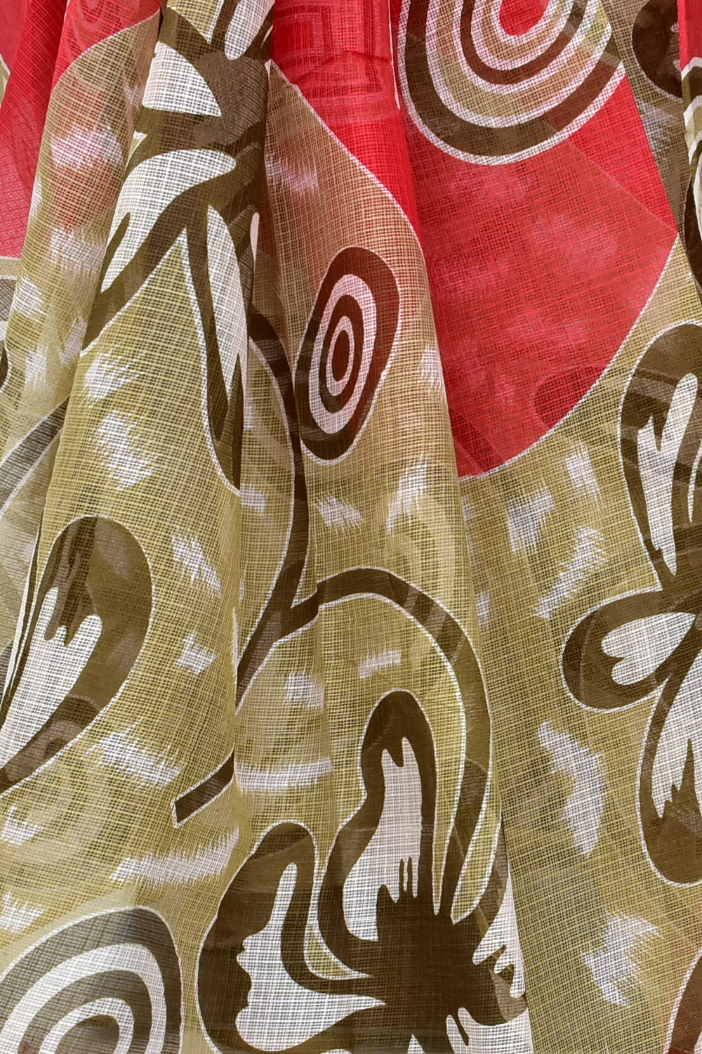 Red-Fawn Handloom Kota Doria Cotton Saree