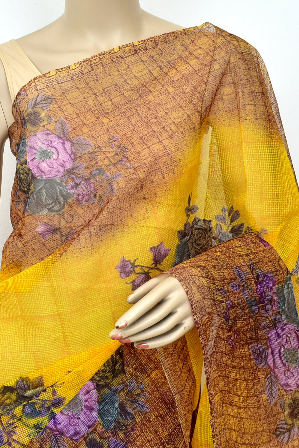 Yellow-Brown Handloom JP Munga Doria Cotton Saree 15570