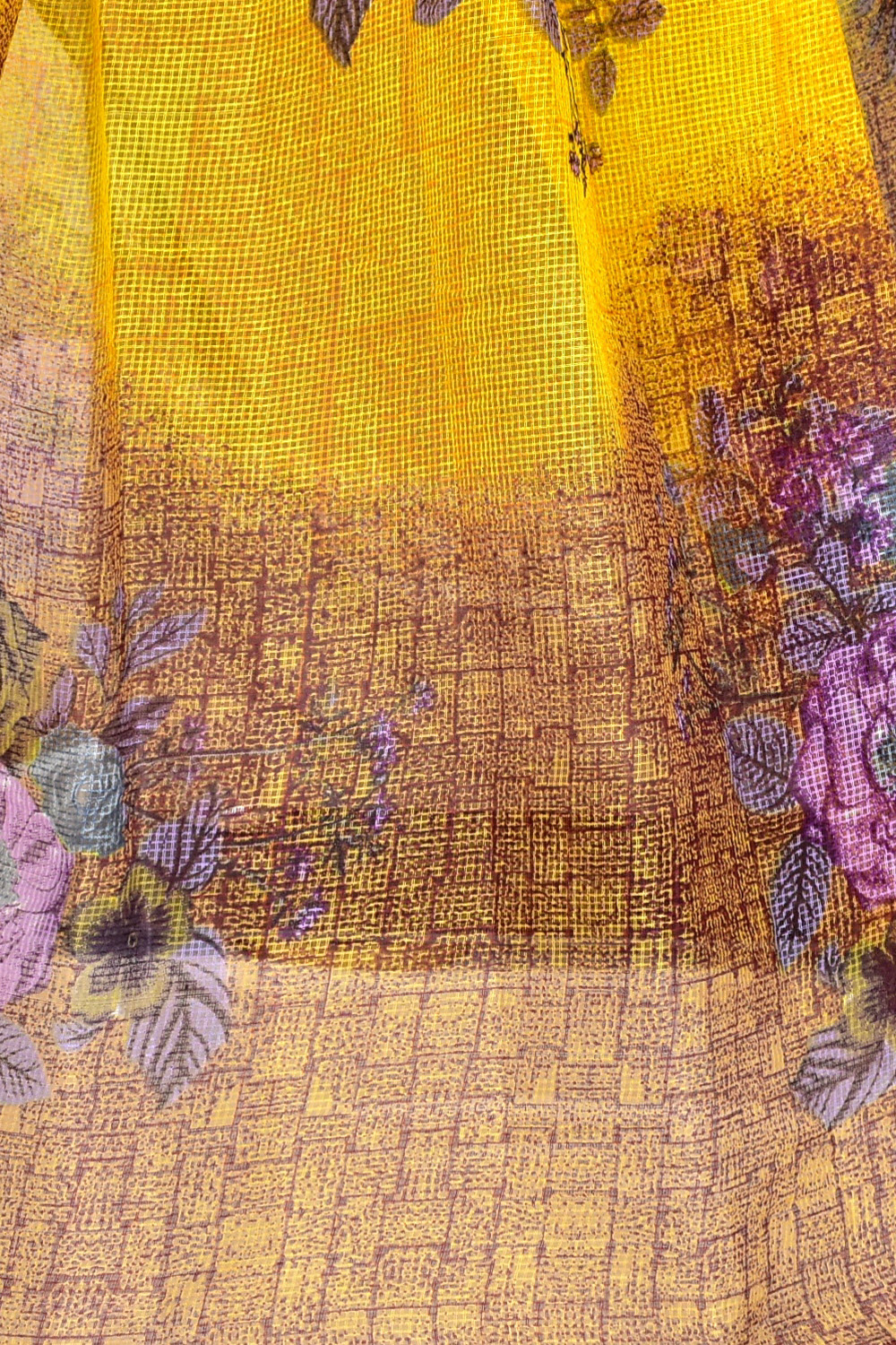 Yellow-Brown Handloom JP Munga Doria Cotton Saree 15570
