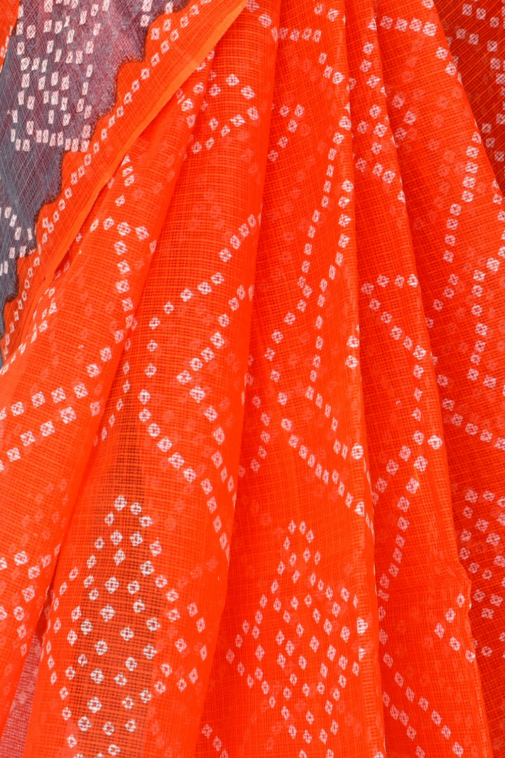 Orange-Grey Handloom Kota Doria Cotton Saree 15576