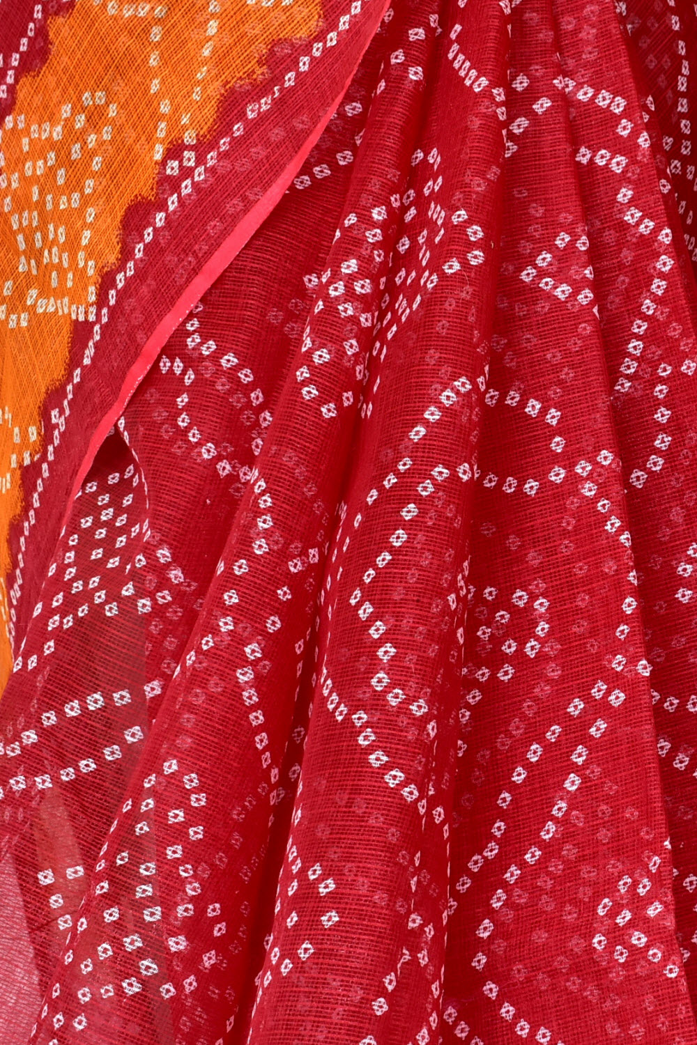 Red-Orange Handloom Kota Doria Cotton Saree