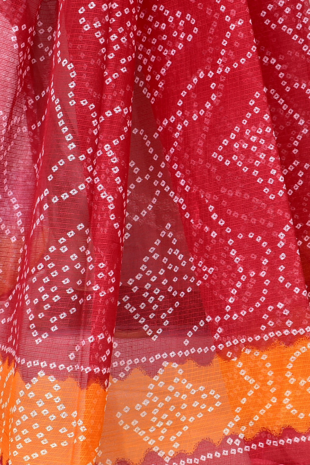 Red-Orange Handloom Kota Doria Cotton Saree