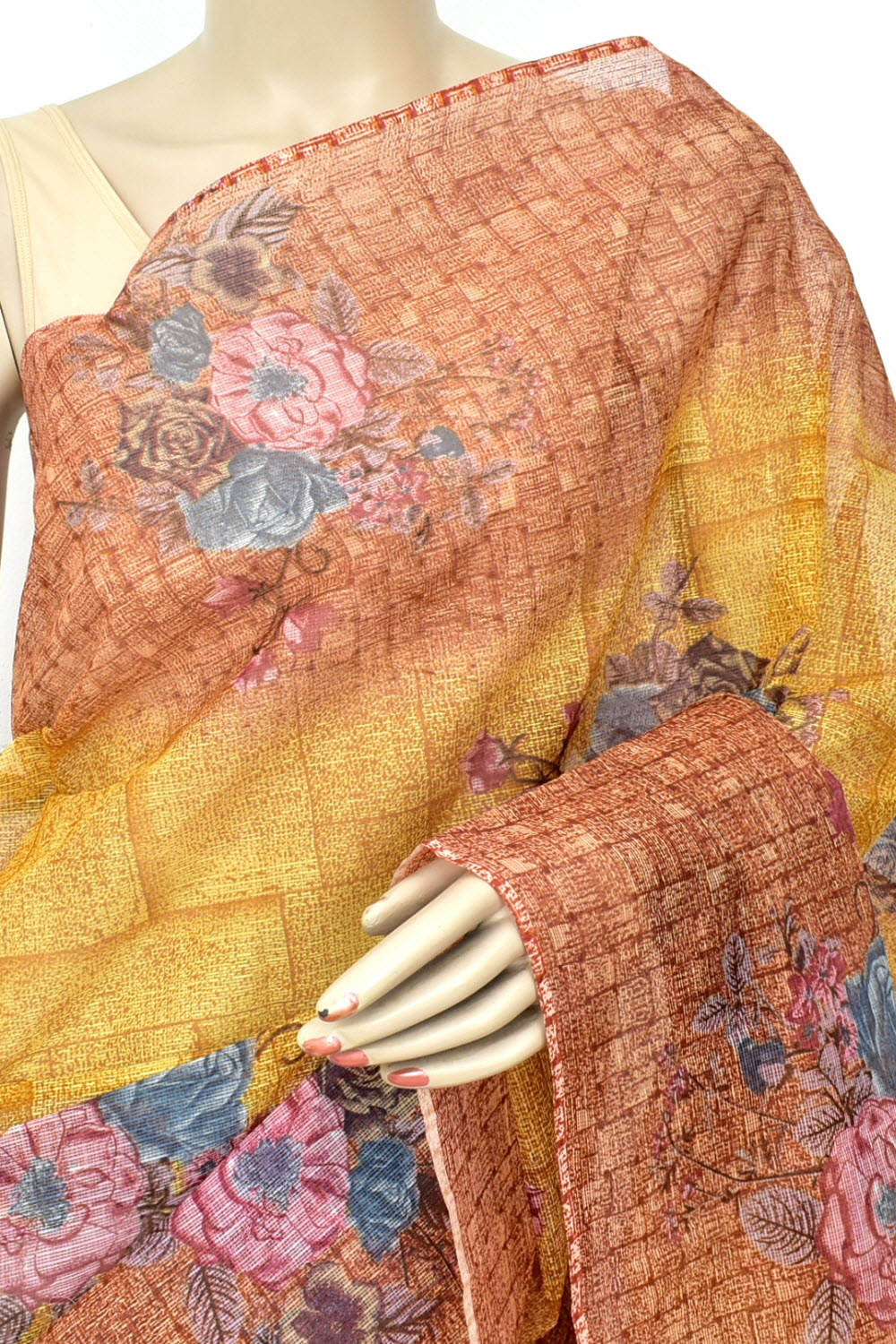 Mustard Yellow Handloom Kota Doria Cotton Saree 15583