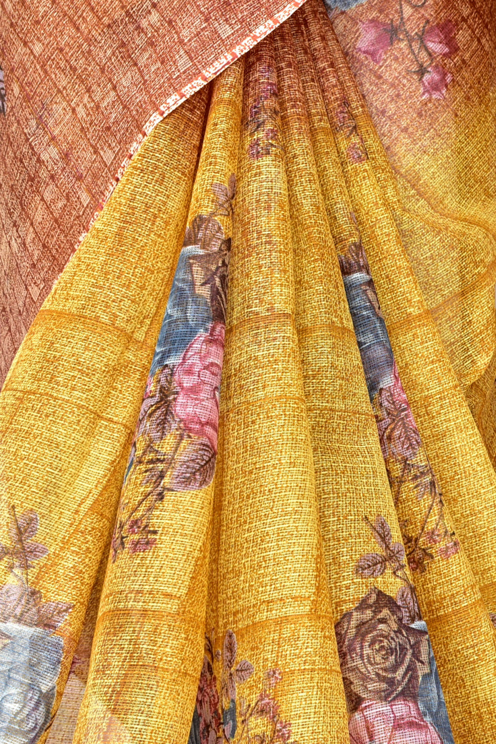 Mustard Yellow Handloom Kota Doria Cotton Saree 15583