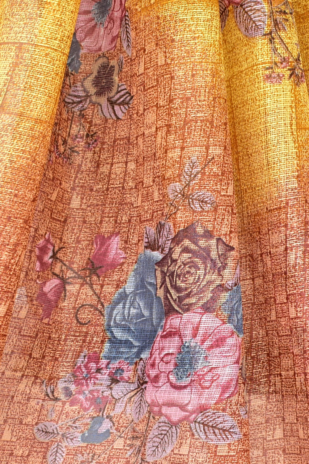 Mustard Yellow Handloom Kota Doria Cotton Saree 15583