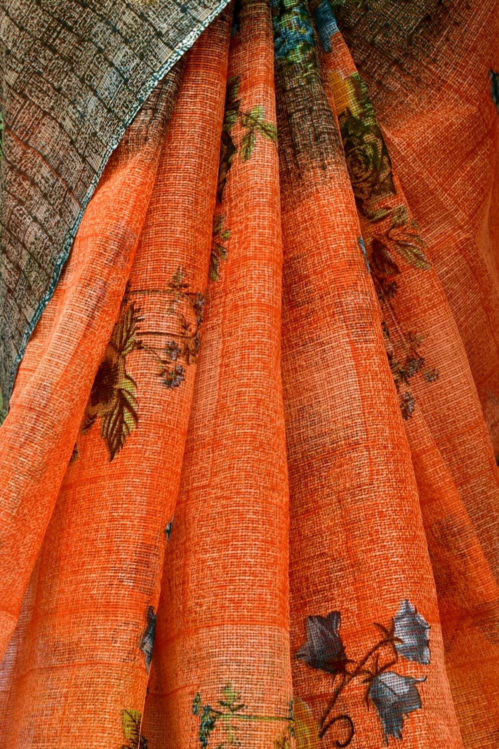 Orange Handloom Kota Doria Cotton Saree 15584