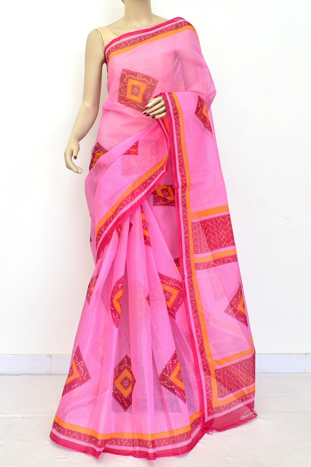Pink Handloom Kota Doria Cotton Saree