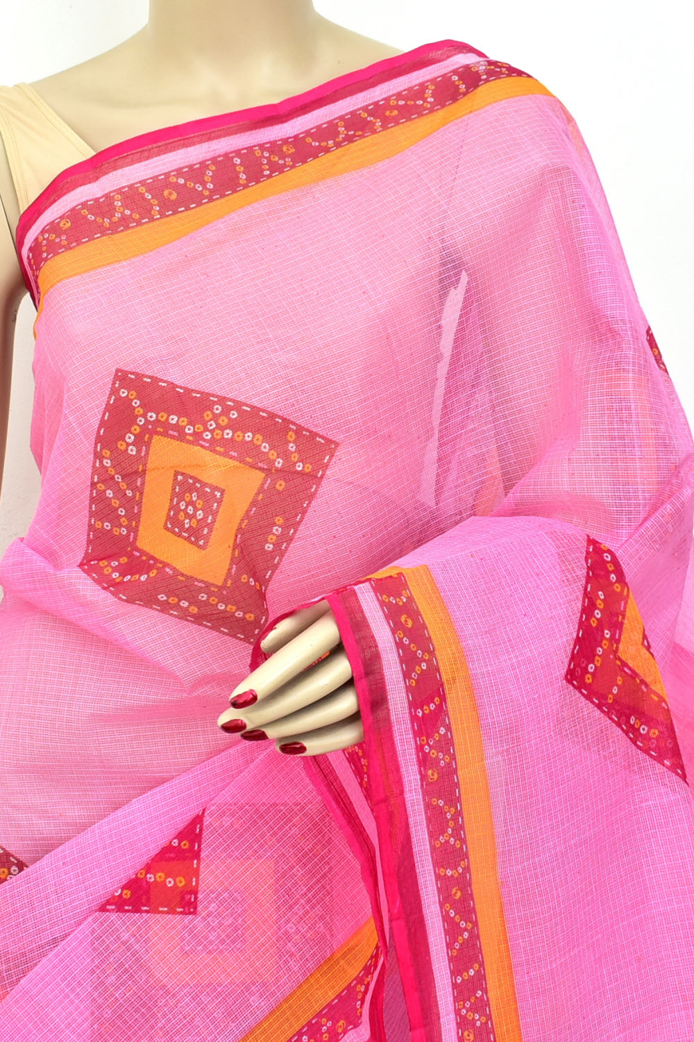 Pink Handloom Kota Doria Cotton Saree
