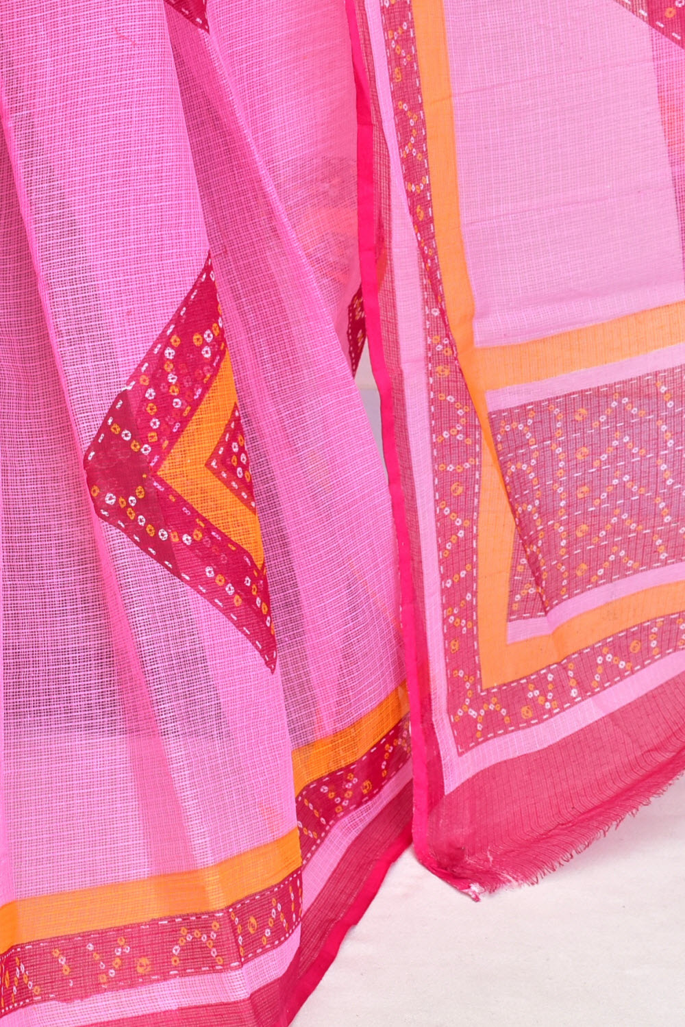 Pink Handloom Kota Doria Cotton Saree