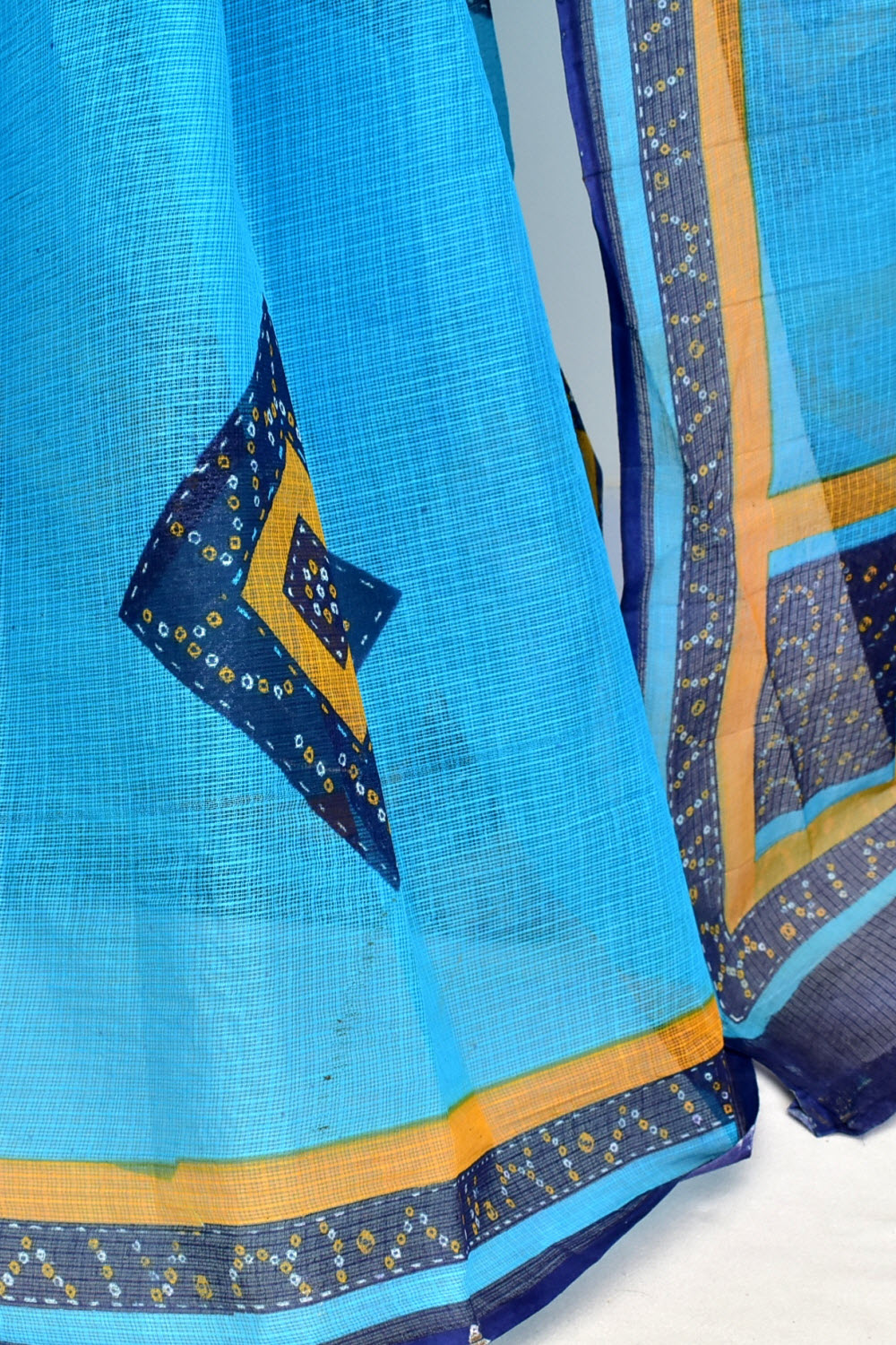 Pherozi Blue Handloom Kota Doria Cotton Saree
