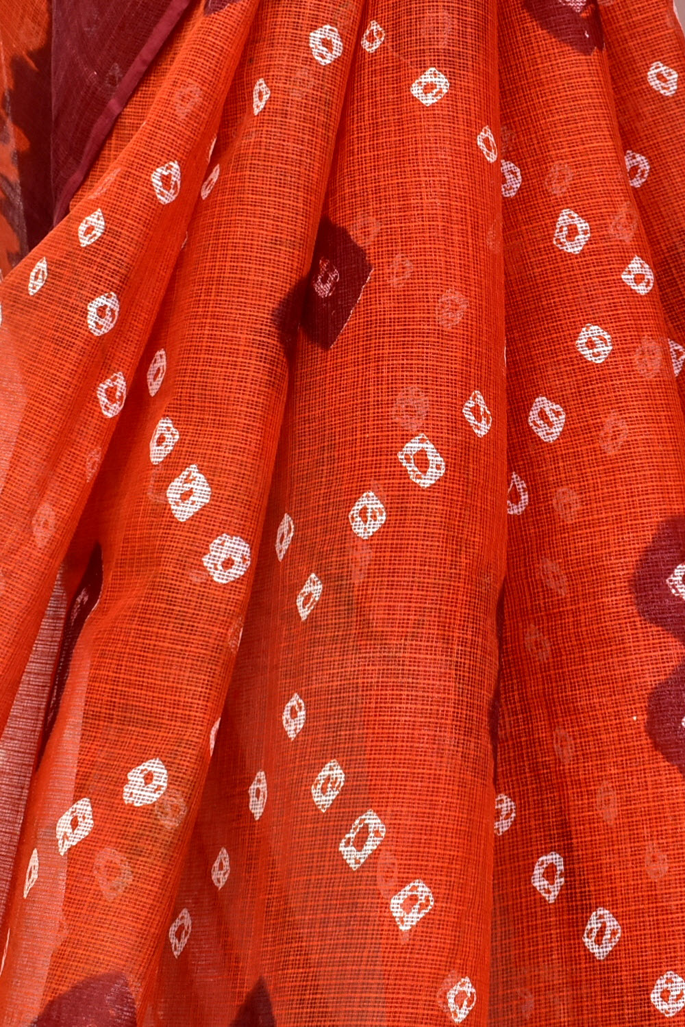 Rust-Maroon Handloom Kota Doria Cotton Saree 15591
