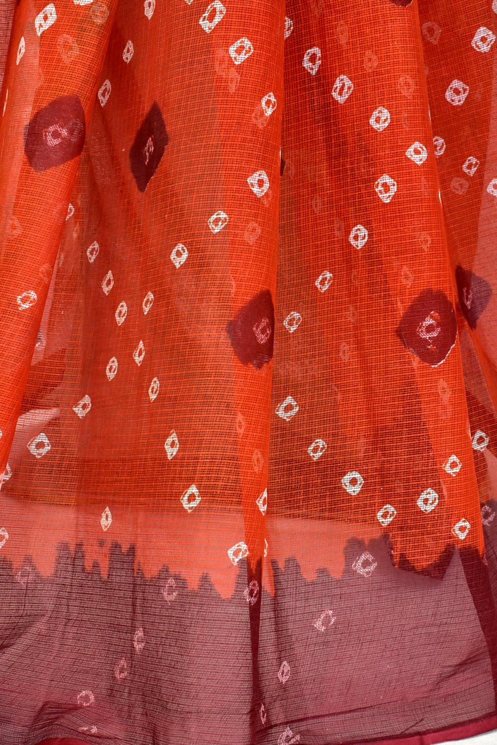 Rust-Maroon Handloom Kota Doria Cotton Saree 15591