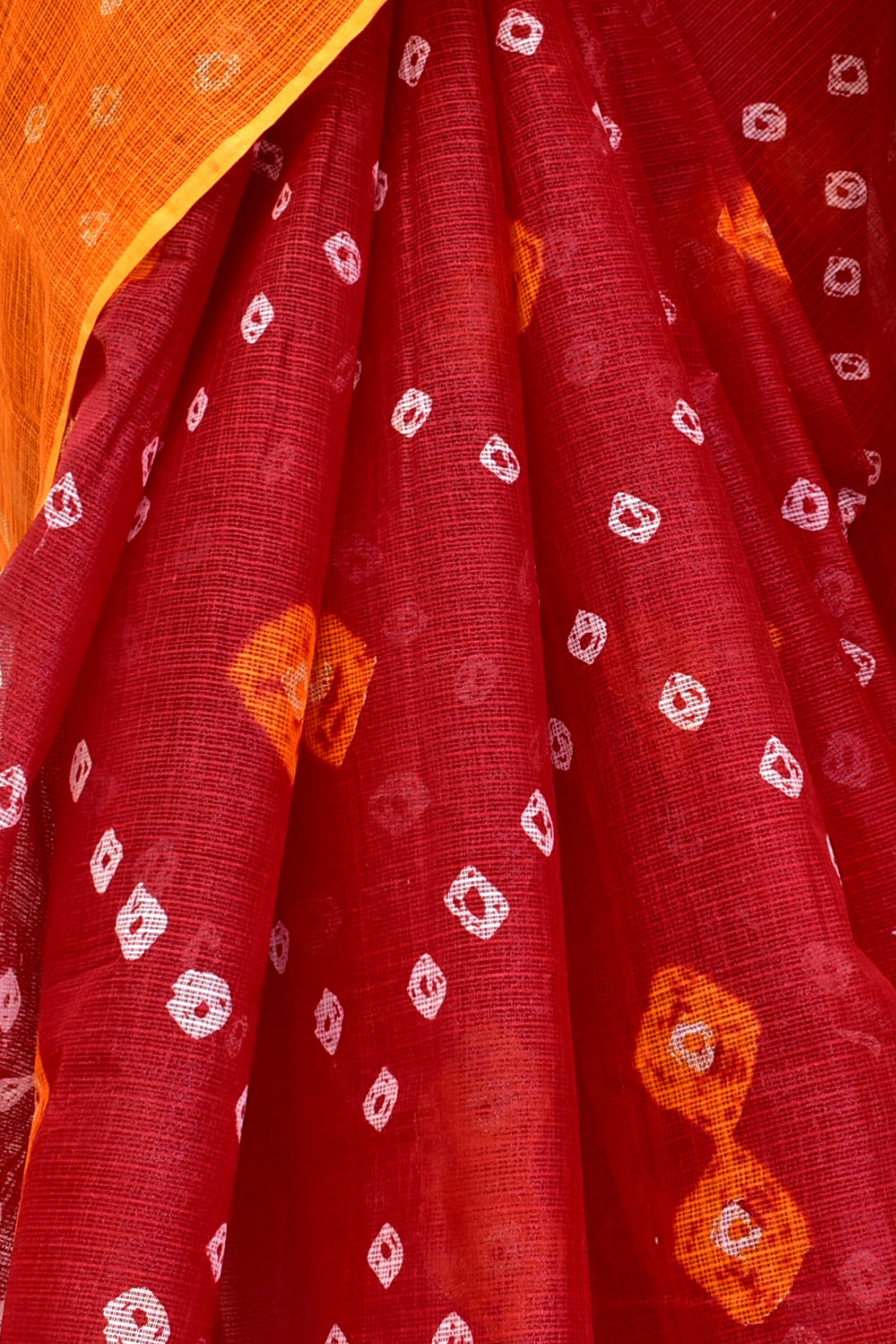 Red-Orange Handloom Kota Doria Cotton Saree 15593