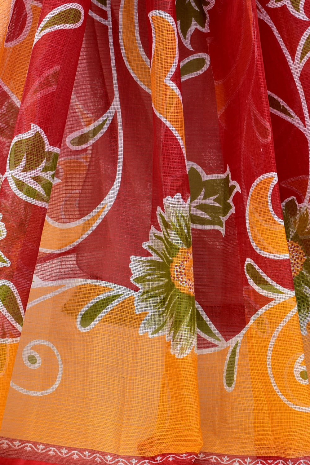 Red Handloom Kota Doria Cotton Saree 15597