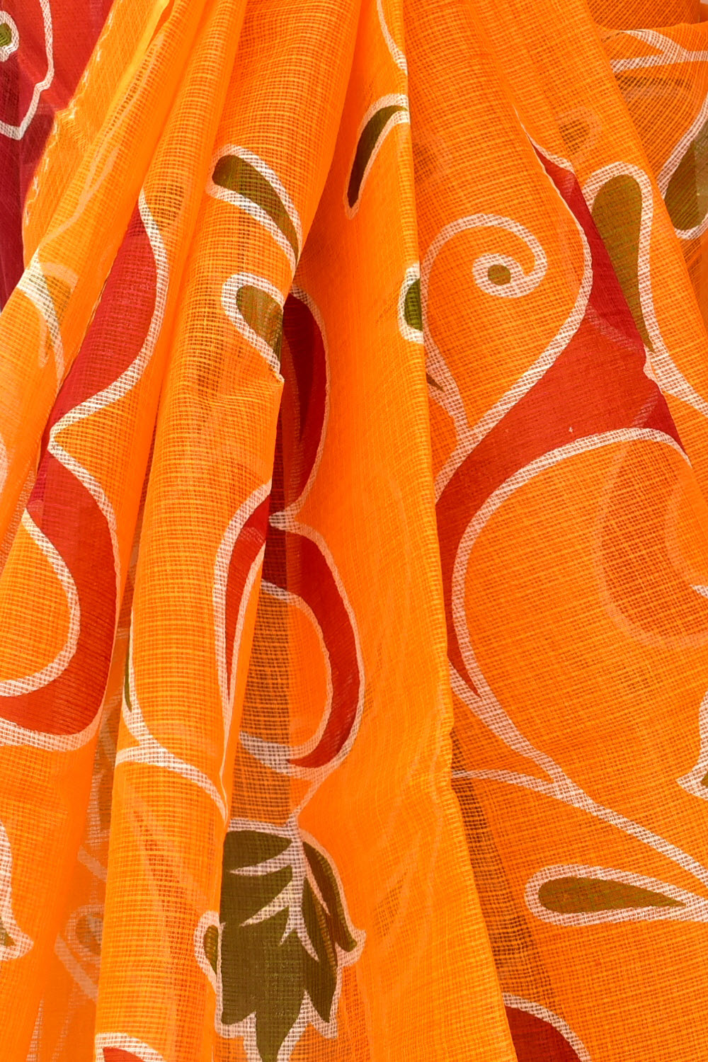 Orange Handloom Kota Doria Cotton Saree 15598