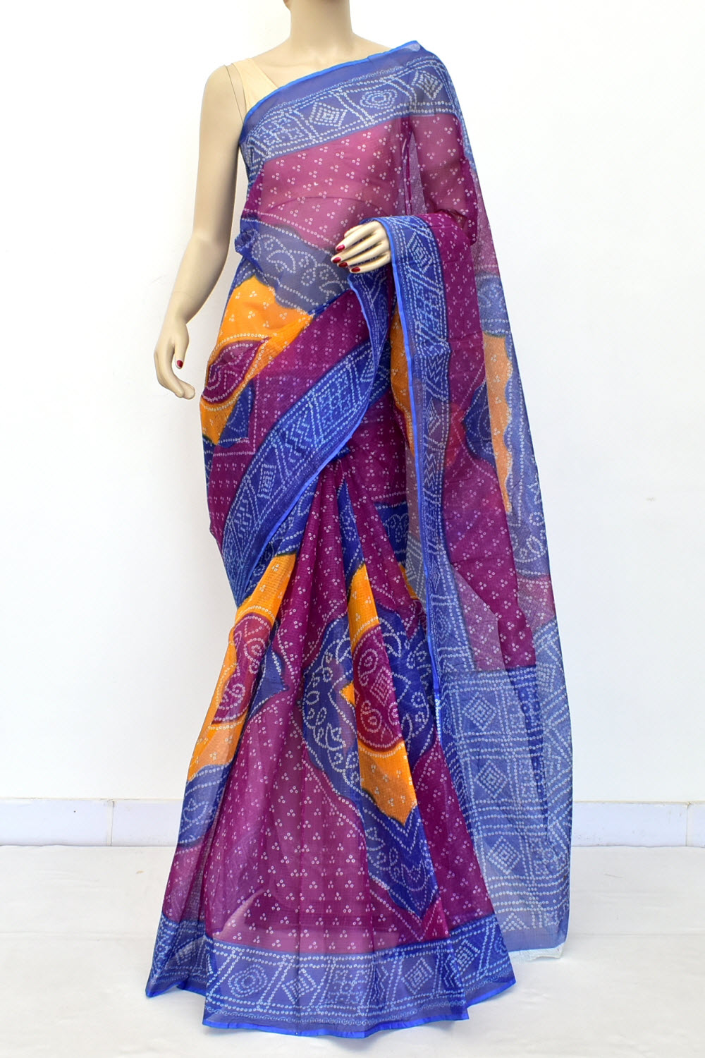 Purple-Blue Handloom Kota Doria Cotton Saree 15600