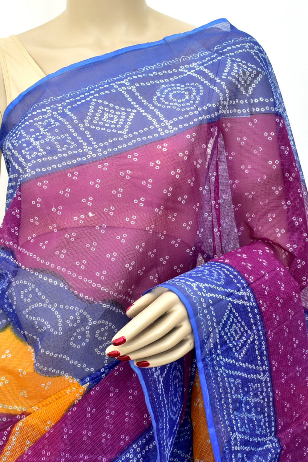 Purple-Blue Handloom Kota Doria Cotton Saree 15600