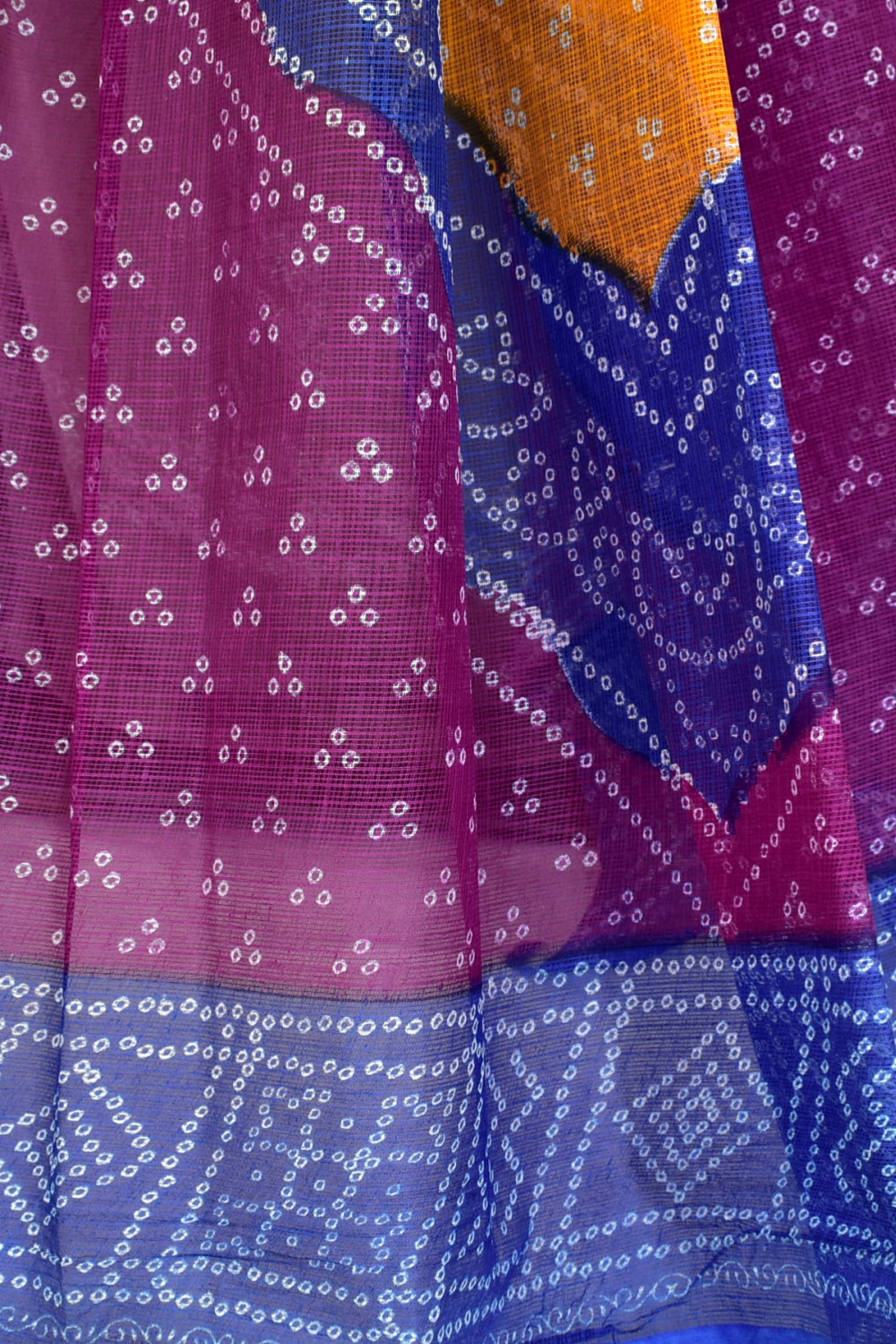 Purple-Blue Handloom Kota Doria Cotton Saree 15600