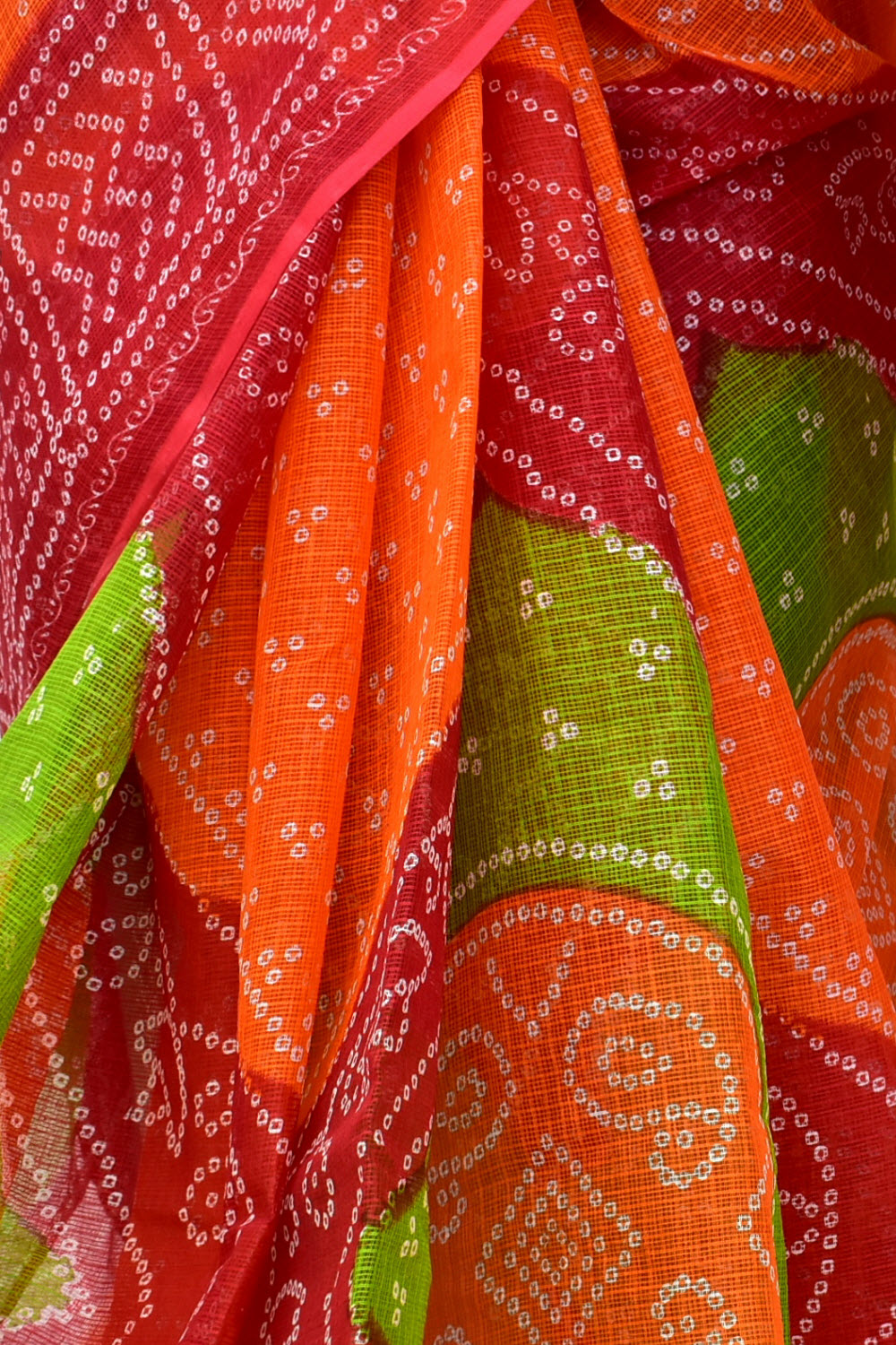 Red-Orange Handloom Kota Doria Cotton Saree 15601