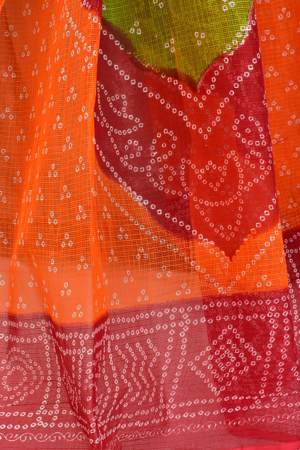 Red-Orange Handloom Kota Doria Cotton Saree 15601