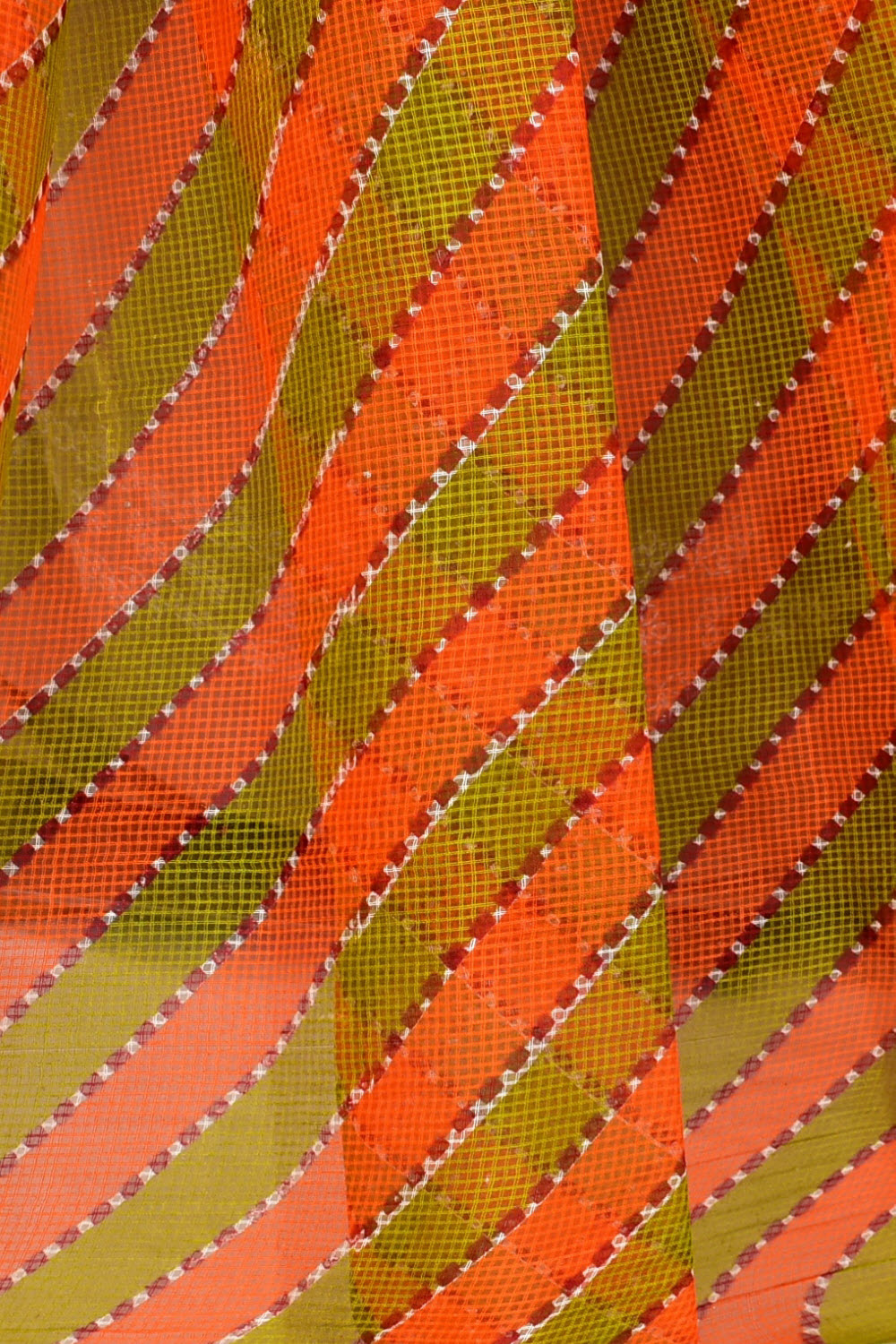 Orange-Green Handloom JP Munga Doria Cotton Saree 15603