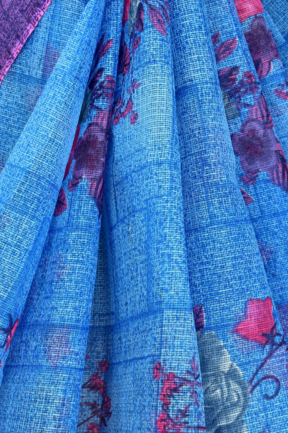 Purple-Blue Handloom Kota Doria Cotton Saree 15607