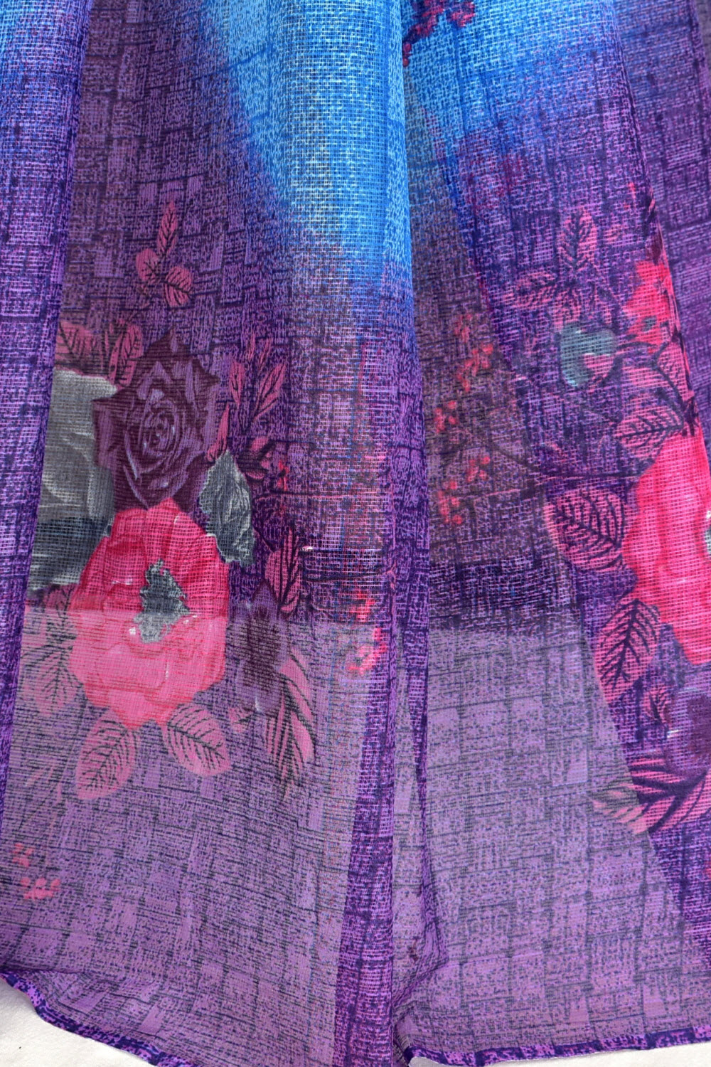 Purple-Blue Handloom Kota Doria Cotton Saree 15607